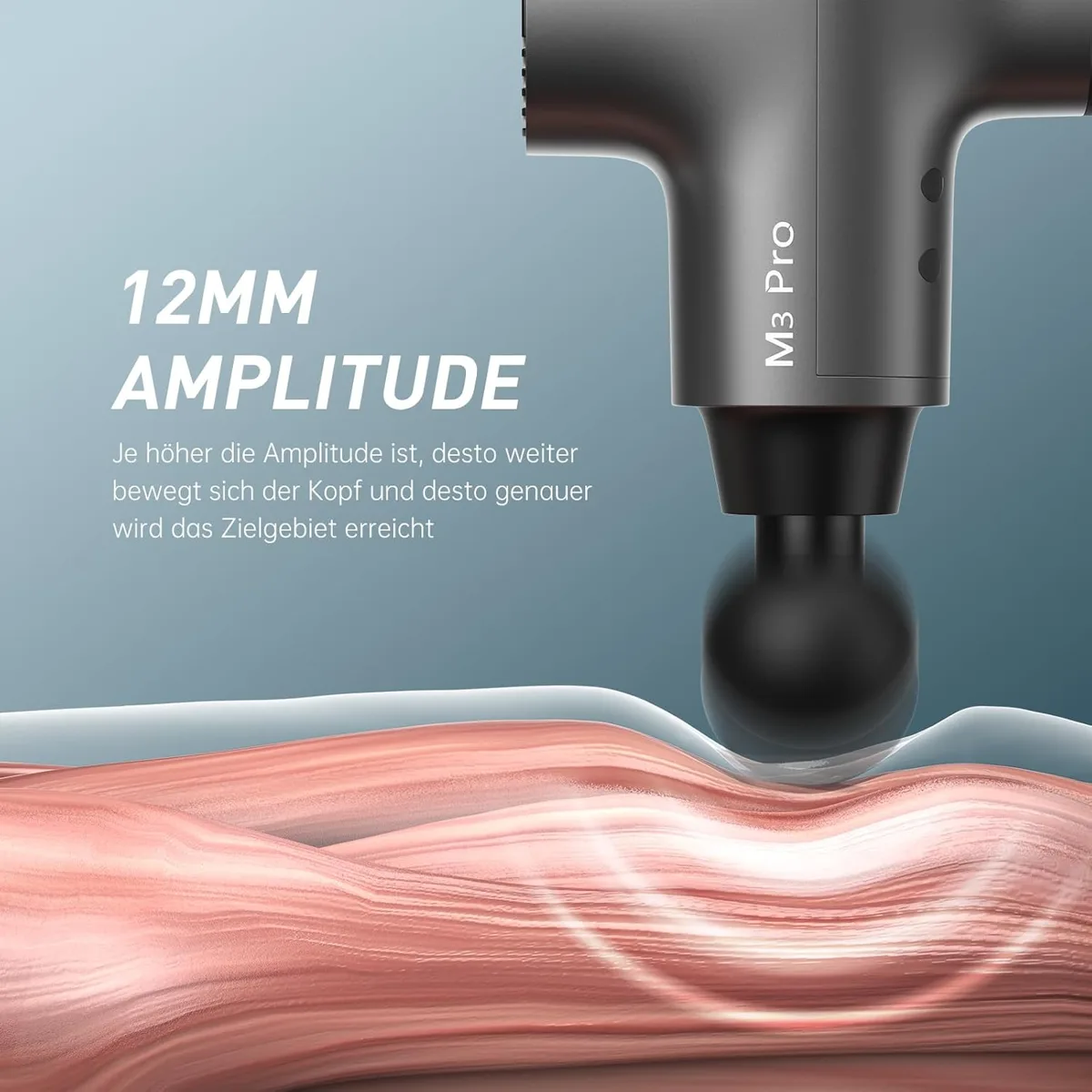 Opove M3 Pro 2 mit 12 mm Amplitude an der Muskulatur
